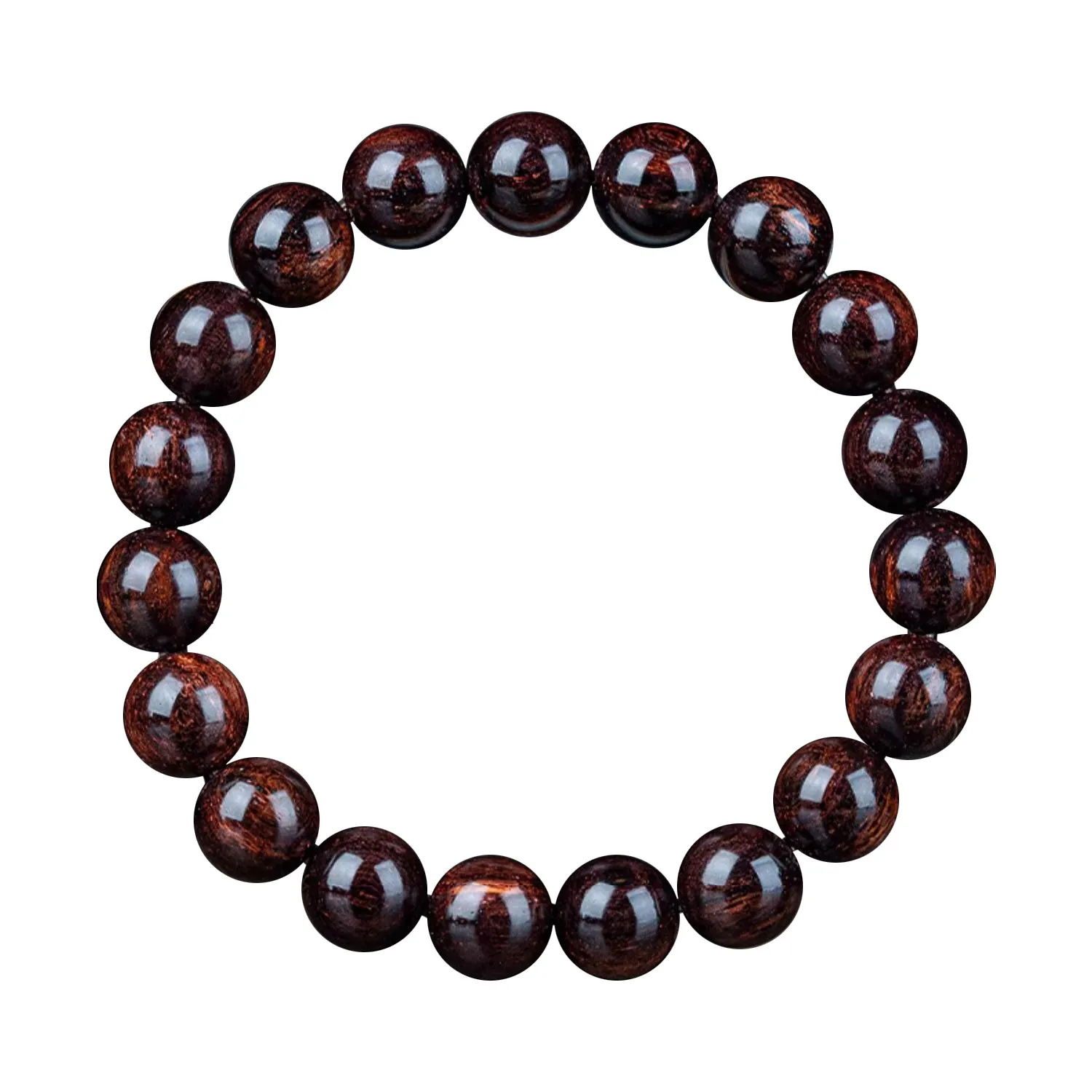 Single Strand Hainan Huanghuali Wood Prayer Bead Bracelet Old Material with Ghost Face Retro Ethnic Style Sandalwood Gifts