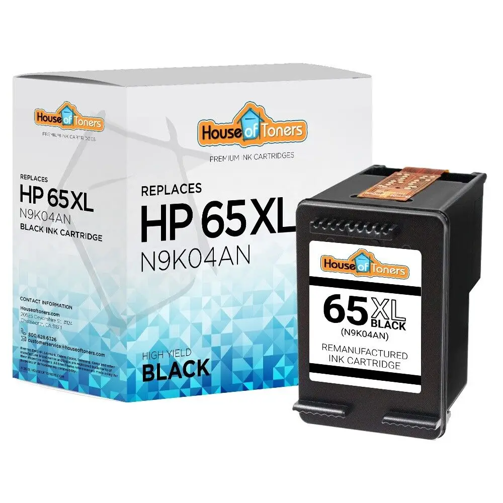 Remanufactured HP 65XL Black Ink for Deskjet 2600 3700 Series Envy 5000 Series