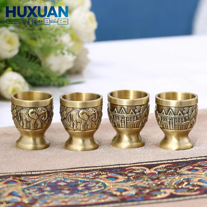Wine Glasses Vodka Goblet Bronze Liquor Spirits Cup Mini European Retro Relief Castle Wedding Tumbler For Party Decoration