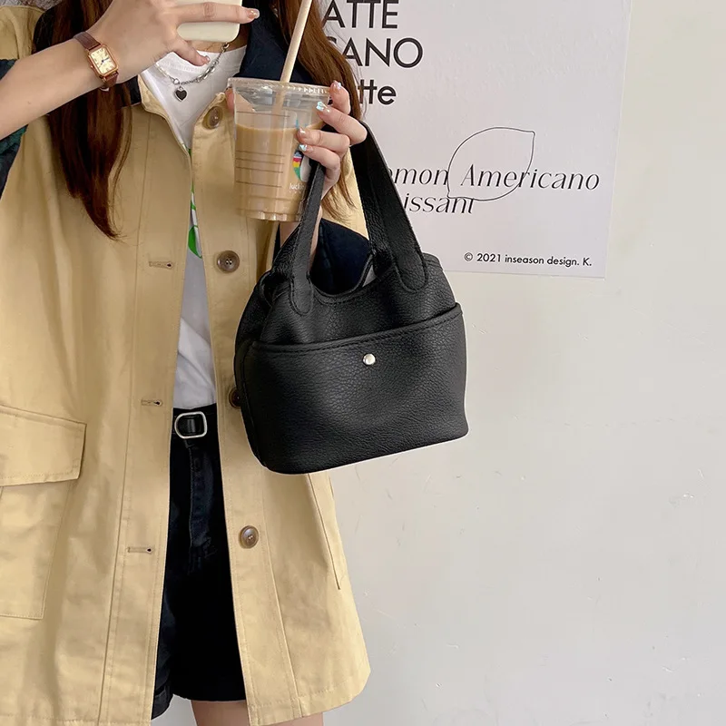 Fashion Crossbody Bag for Women 2024 Soild Shoulder Handbag Female Tote Bag Casual Soft PU Leather Bucket Bag Summer