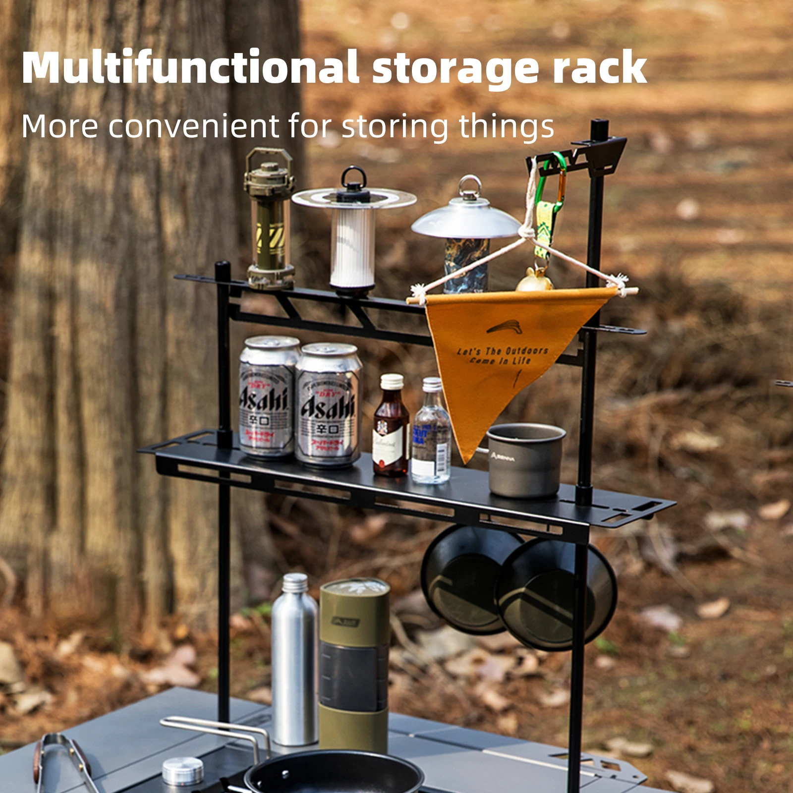 BISINNA IGT Table Accessories Half-unit Expansion Table Storage Rack Lamp Pole Net Bag BBQ Picnic Multifunctional Camp Supplies