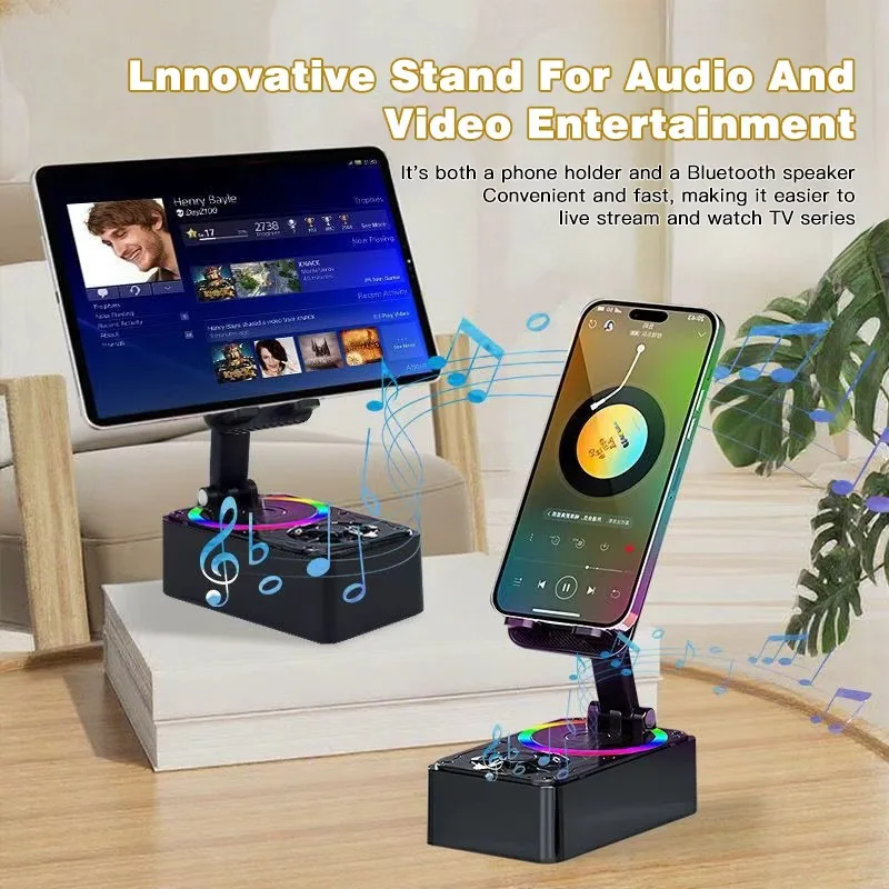 

Зарядное устройство для телефона, подставка для динамика, вращающийся на 360 градусов, беспроводной индукционный аудиодинамик, многофункциональный кронштейн для телефона для стола, спальни