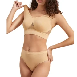 Seamless Bra Panties Set Women Sports Bra Top Sexy Low Waist Thongs Female Underwear Sexy Lingerie Set Comfort T-back Intimates
