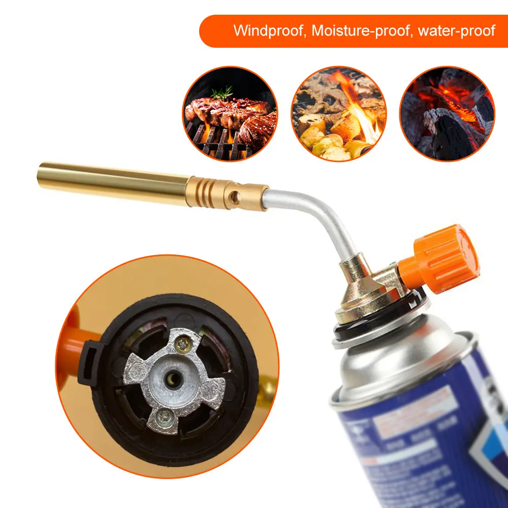 Portable Butane Burner Welding Gas Torch Flame Gun Brazing Flamethrower Outdoor Camping BBQ Portable Soldering Heat Gun