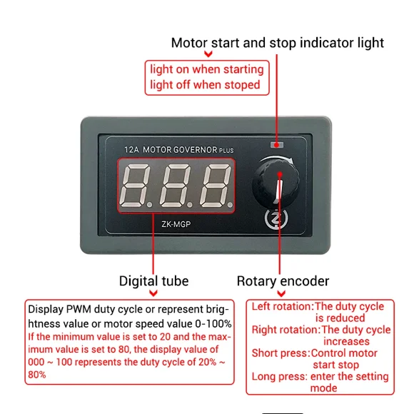ZK-MGP PWM DC Motor Governor Motor LED Lighting Dimmer Slow Start Slow Stop 5-30V 12A 360W