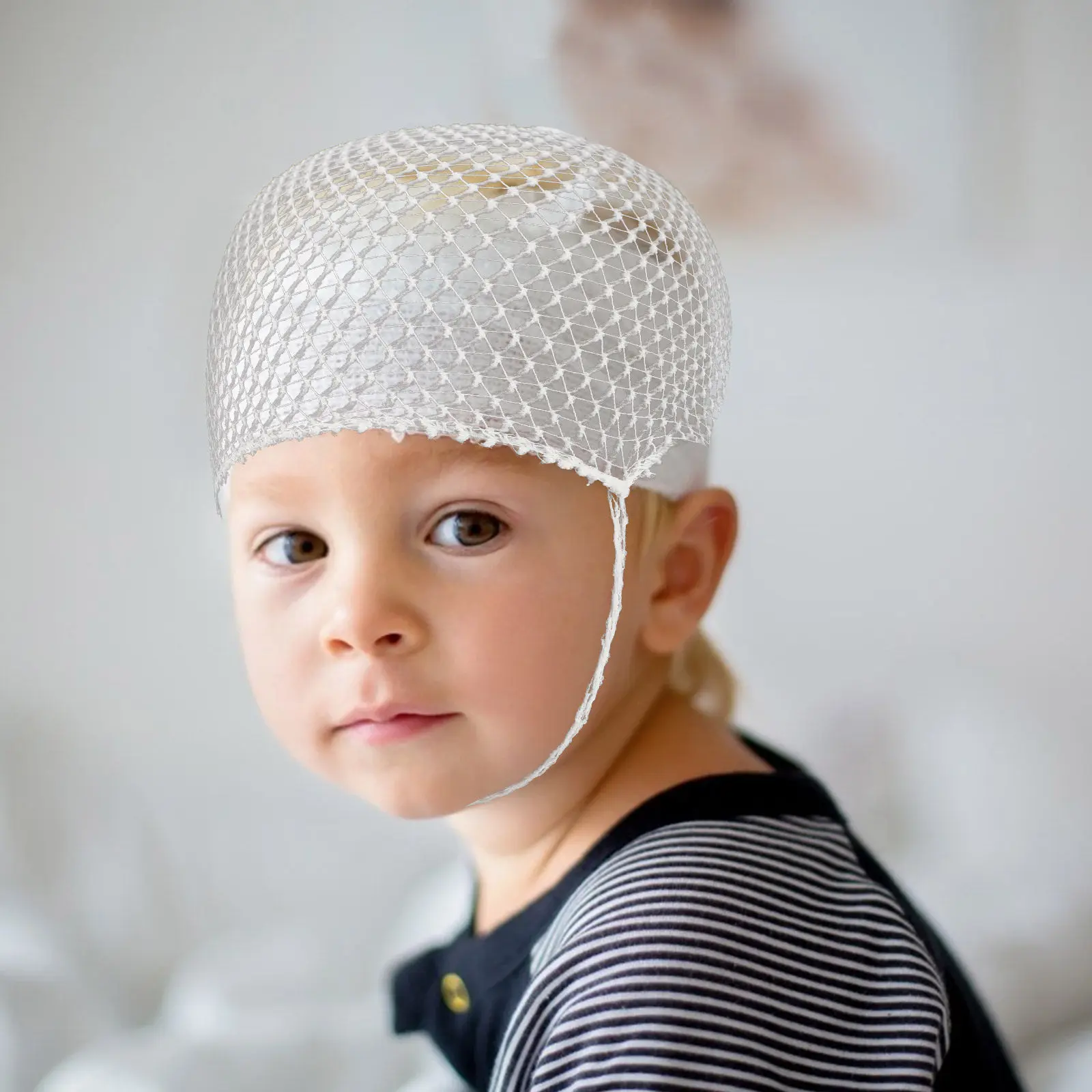 50pcs Elastic Mesh Head Nets for Adults – White Disposable Surgical Hair Covers