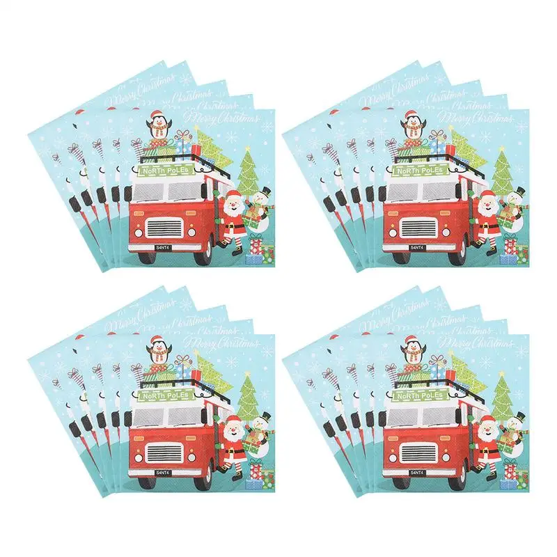 Christmas Dinner Napkins Dinner Hand Napkin Christmas Napkins 20-Count Holiday Napkins Santa Printed Winter Paper Napkins