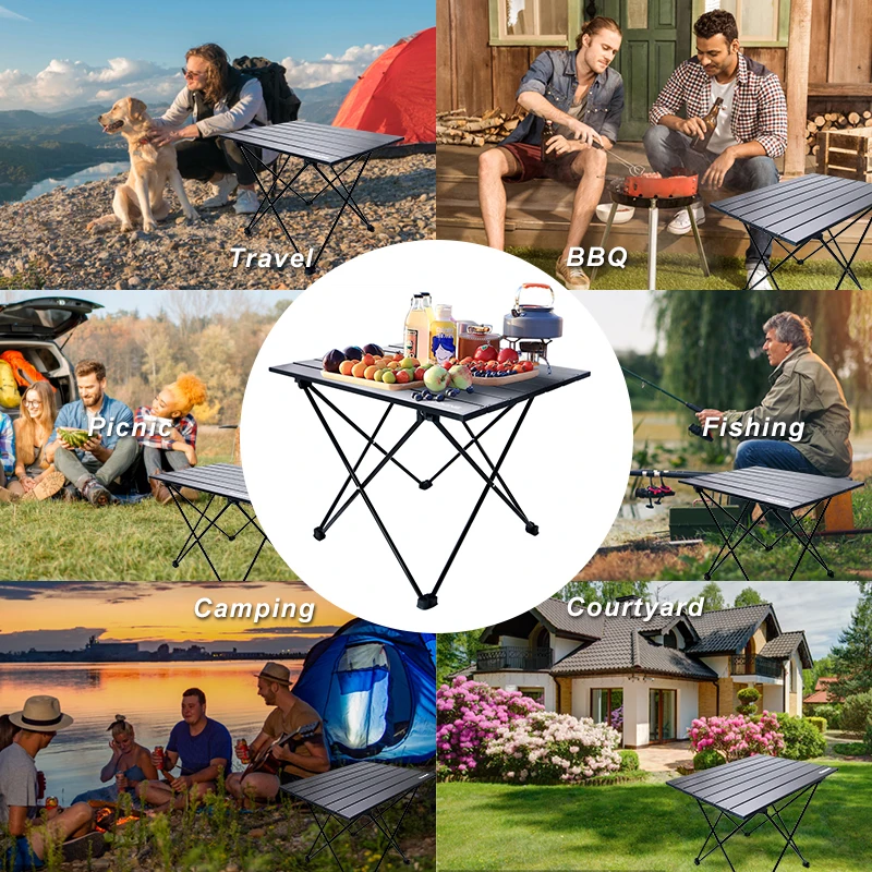 Portable Camping Folding Table Outdoor Picnic Barbecue Storage Table Aluminum Alloy Table Camping Furniture Camping Supplies