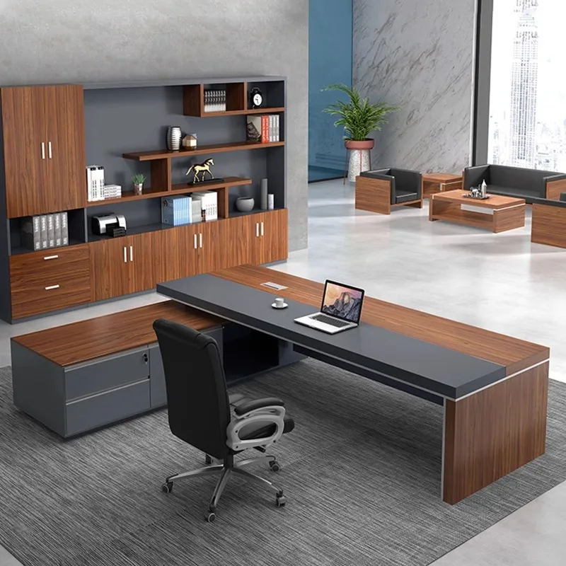 Wooden Designer Executive Office Desk Modern Storage Luxury Adjustable Computer Desk Study Drawers Scrivania Work Station Table