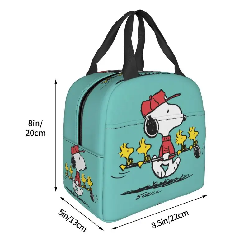 Custom Cute Cartoon Snoopy Lunch Bag Cooler Warm Insulated Lunch Container Box for Student School Work Picnic Food Tote Bags