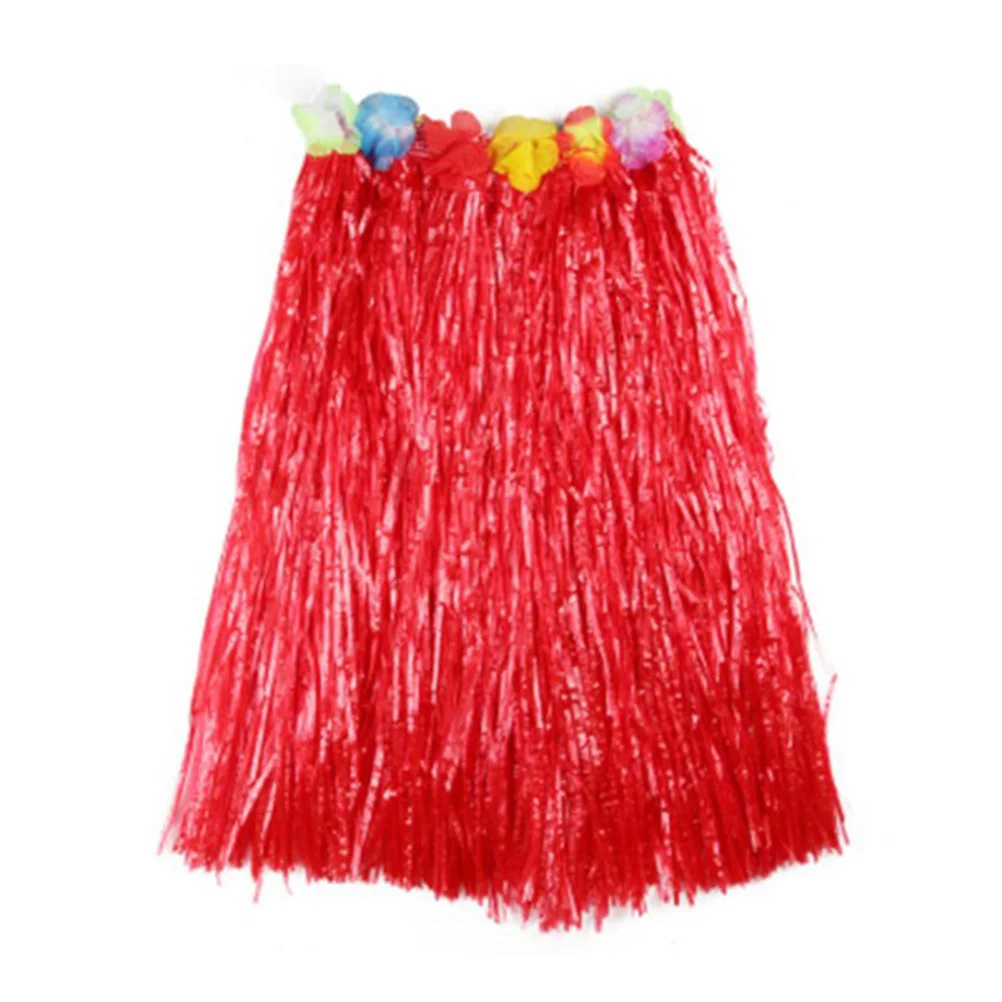 Ensemble jupe en herbe pour enfants, 4 pièces, 40Cm, taille élastique, fleur colorée, fête hawaïenne Luau, thème de plage, Costume de danse tropicale pour enfants