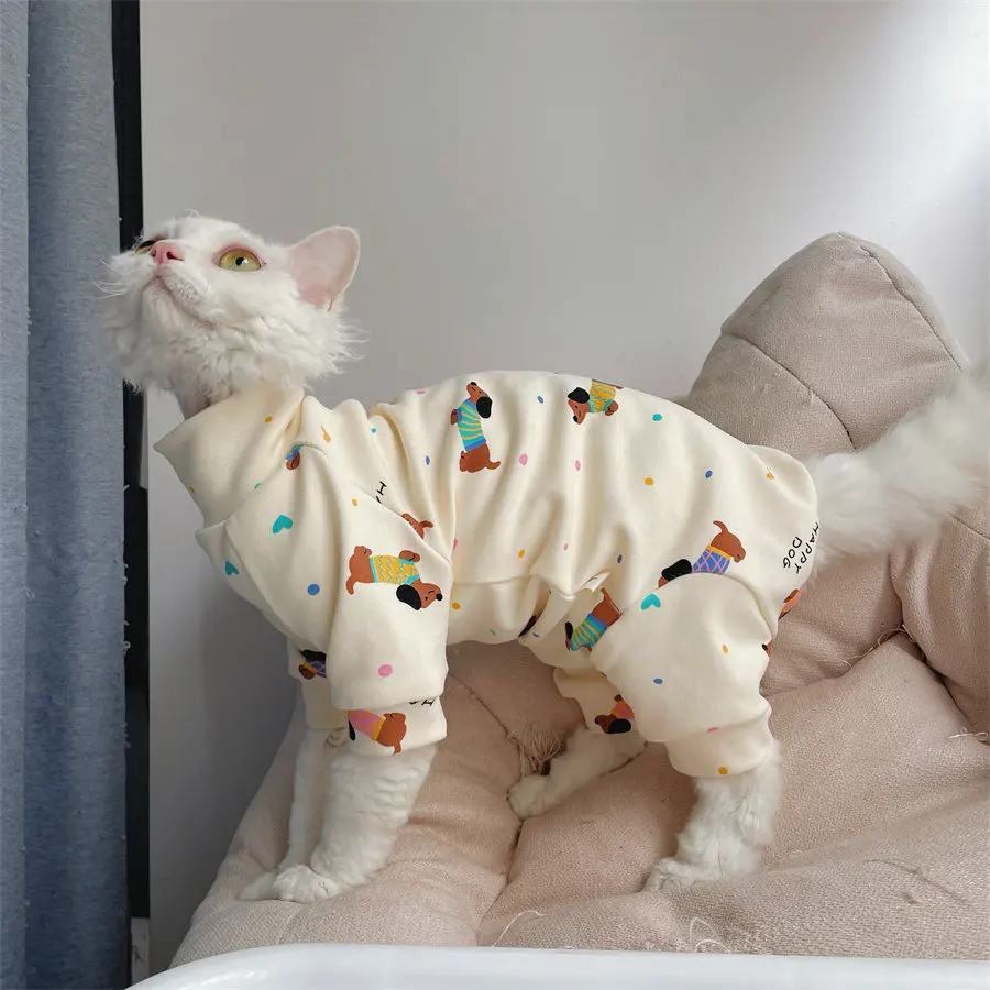 Modischer Sphynx-Katzenpullover, warme Kleidung für haarlose Katzen, bequemer Baumwoll-Rollkragenpullover für Devon Rex Katzen, Oberbekleidung – Detail 16