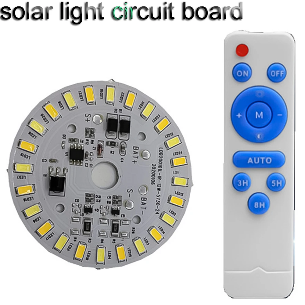 Solar Light Circuit Board Ceiling Light Replacement Led Module 3.2V 3.7V 12W Led Panel Light Board Dimmable Remote Control