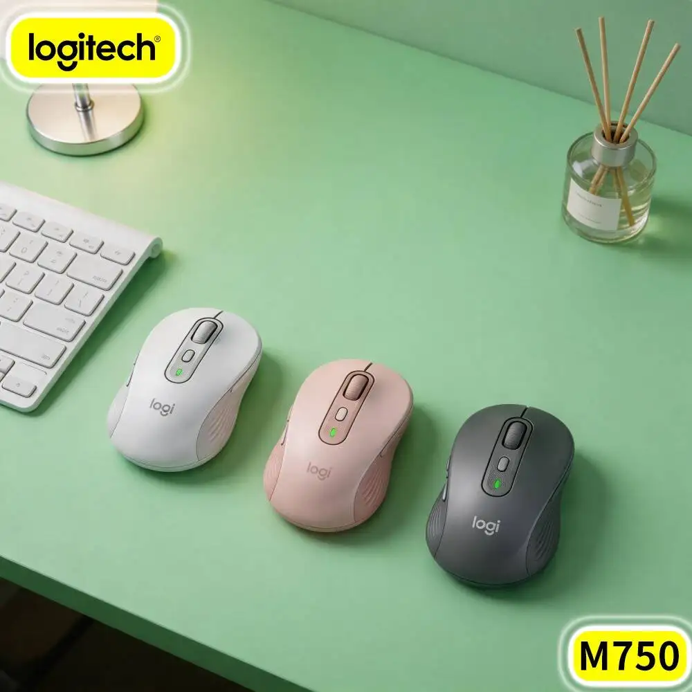 M750 Logitech Multi Pair Signature Mouse Smooth Scroll Wheel Fast Host Swap Contoured Hand Fit For Laptop Desktop Tablet PC