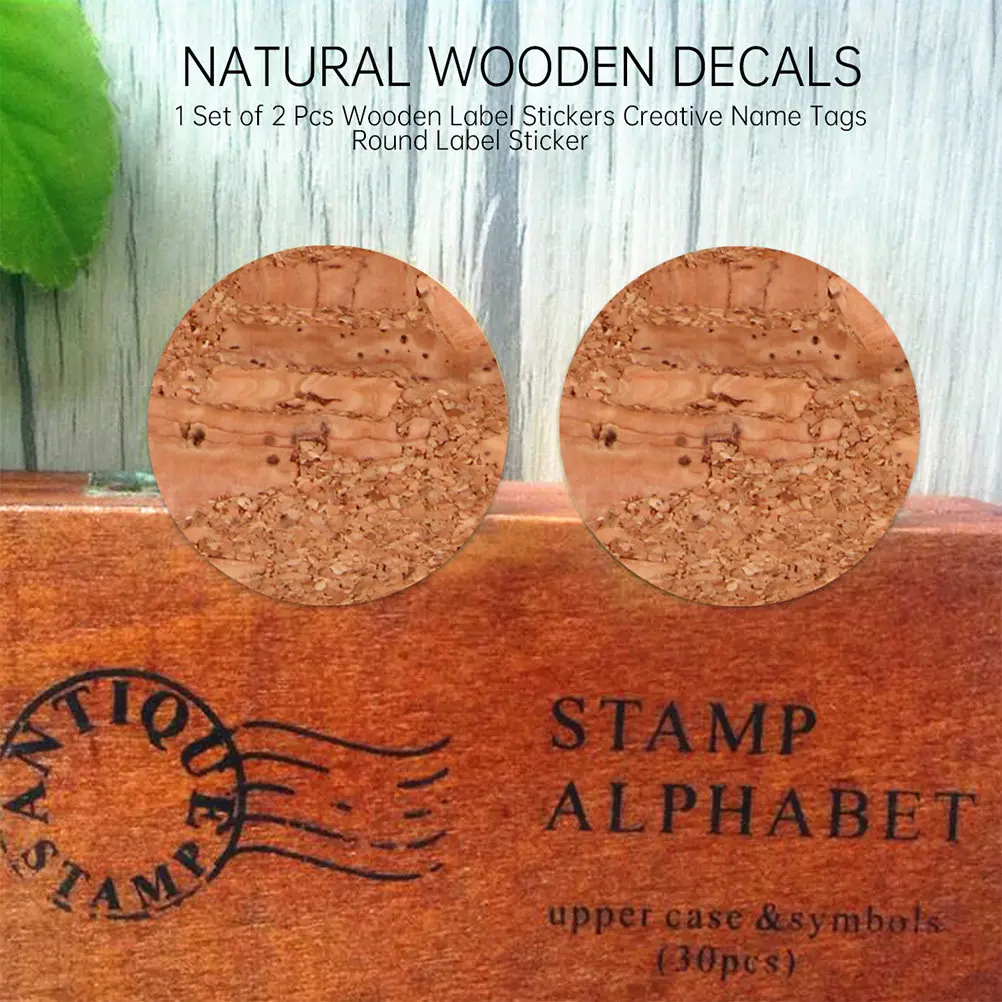 

1Set Wooden Label Stickers Natural Wood Grain Round Handwritten Name Tags for Gift Packaging Essential Oil Bottle DIY