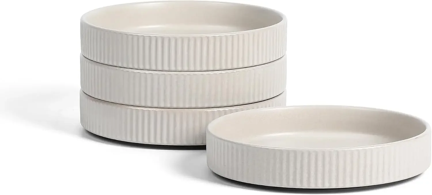 

Наборы мисок для макарон Haven Modern Stoneware из 4 предметов, набор посуды на 4 чаши Reactive Glaze Beige