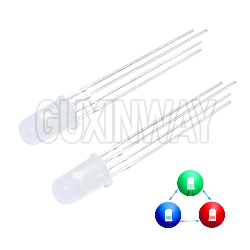 50PCS 5mm full-color LED RGB red/green/blue Common Cathode/Anode Four feet transparent highlight color light 5mm diode colorful