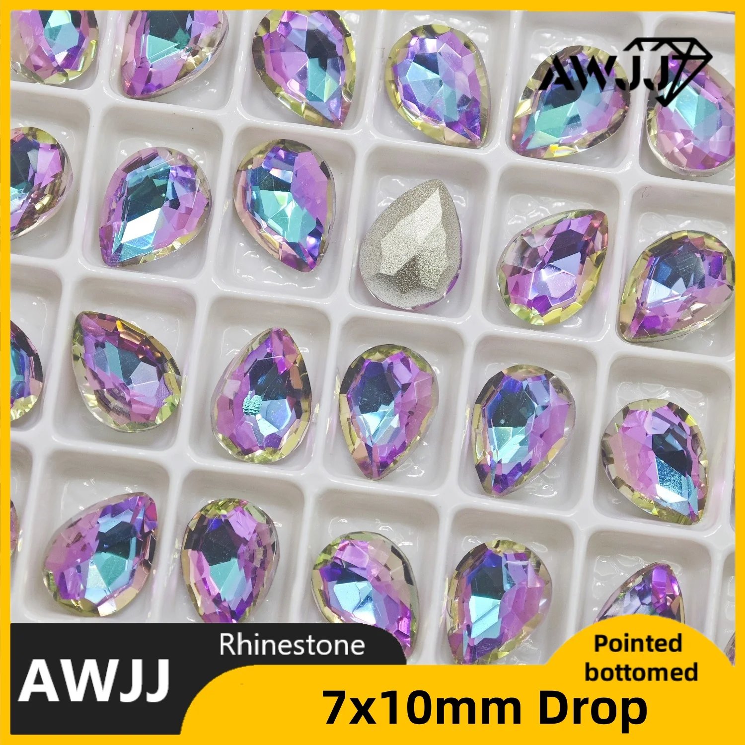 7x10mm Water Drop Pointed Back Rhinestones DIY Handicraft Accessories - Multi-Cut Shiny Decor, High Quality & Rich Color Choices