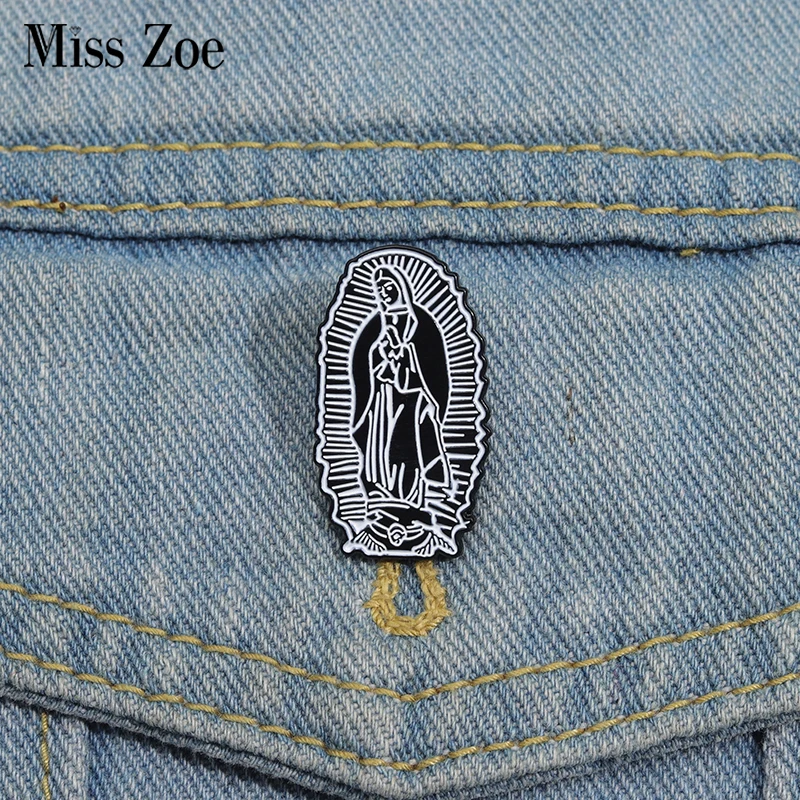 Our Lady of Guadalupe Enamel Pins Custom Art vintage Sculpture Brooches Lapel Badges Jewelry Gift for Friends