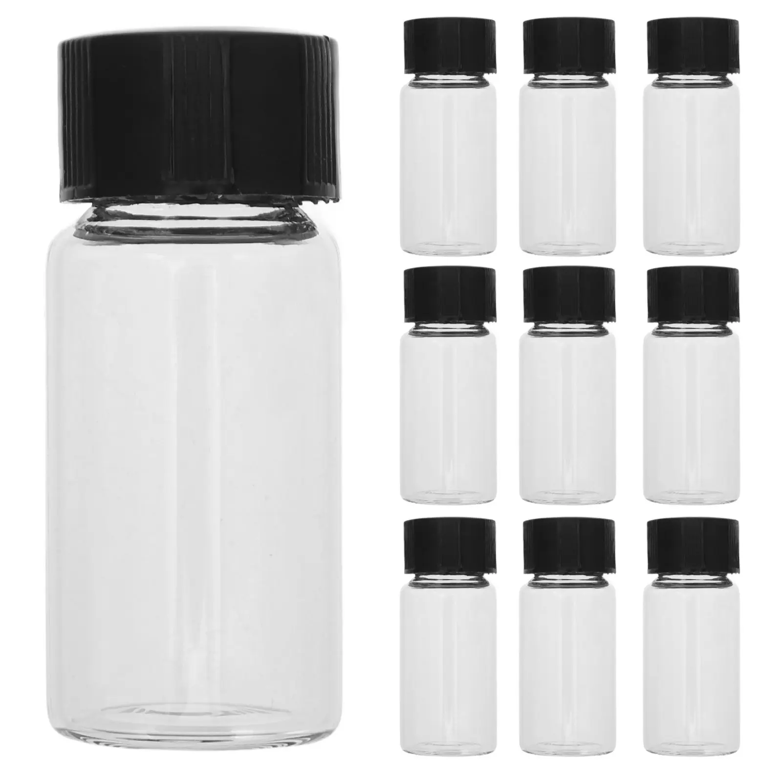 100Pcs Glass Sample Bottles Screw Cap Clear Vials Laboratory Storage Leakproof Small Glass Bottles for Liquid Samples