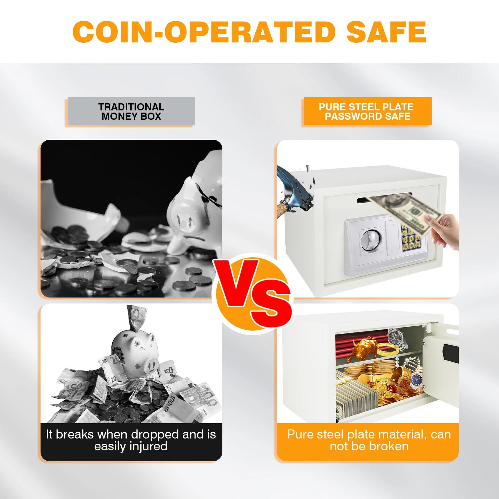 BRIEFNES آمن رقمي من الفولاذ المقاوم للحريق - مقاوم للصورة للمنزل/المكتب/الفندق، حماية وثائق المجوهرات النقدية (قولبة الكل في واحد)