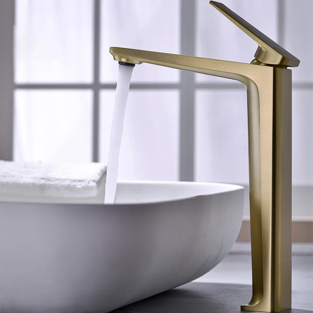 

Basin Faucets Gunmetal Gray Black Brushed Gold Countertop basin Hand Wash Basin Hot and Cold Taps Bathroom Hotel Use Accessories