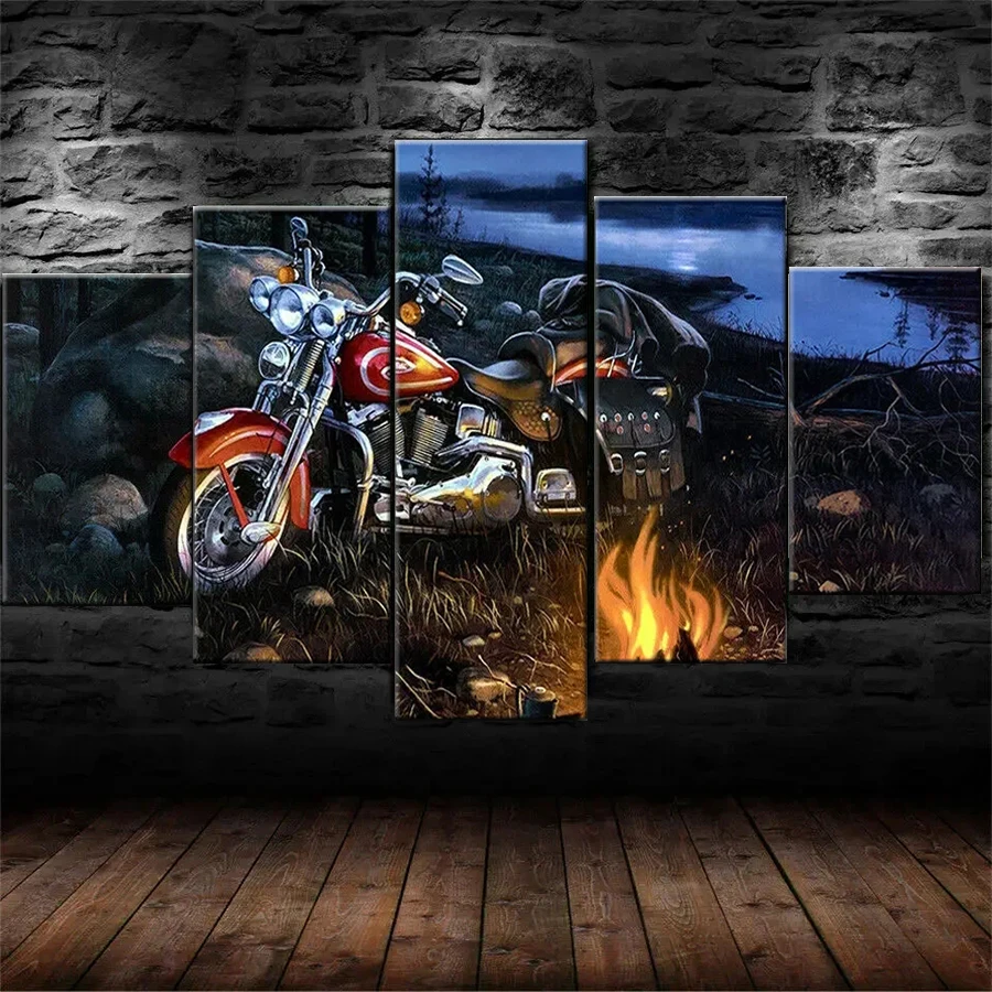 

5D DIY Алмазная вышивка без рамки 5 шт. мотоцикл Кемпинг костер Алмазная мозаика художественная живопись рукоделие ремесло