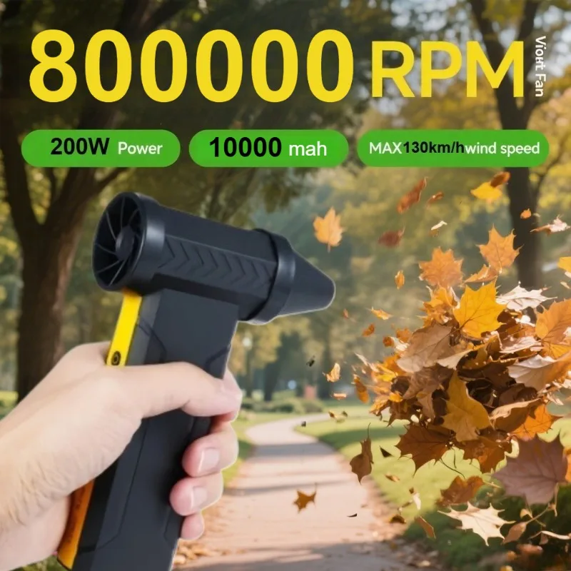 

800000 RPM Electric Air Blower Turbo Jet Fan Brushless Motor 60M/S Big Wind Speed 10000MAH USB Rechargeable Powerful Dust Blower