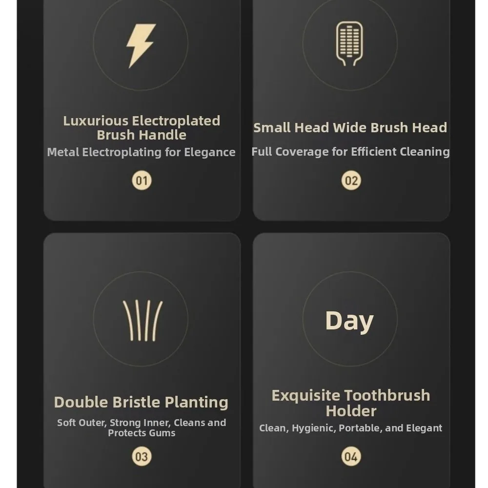 Luxury Manual Toothbrush Deep Cleaning Gold Silver Dental Brushes Soft Bristles Dental Care Adult Tooth Brush Family Oral Care