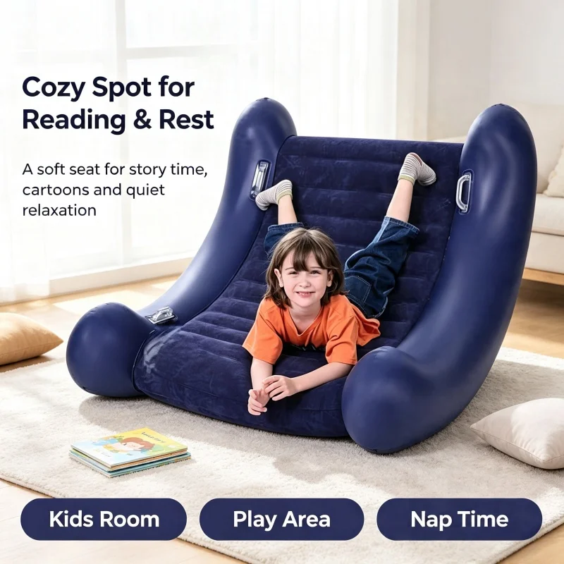 Environmentally Friendly PVC Children's Inflatable Sofa, Portable Small Air Sofa,Indoor and Outdoor Camping Children's Rest Seat
