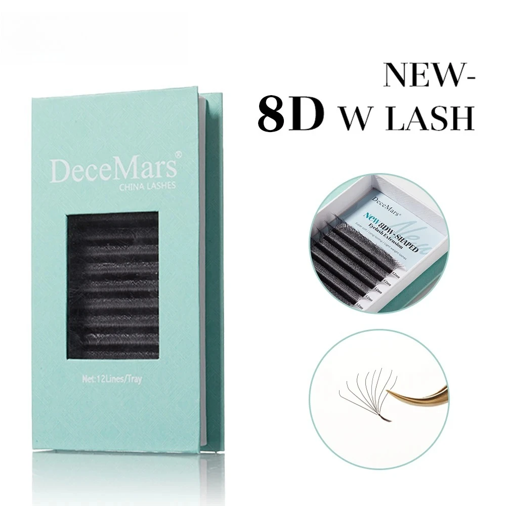 New 8D-W Eyelash Extension Grafted Eyelashes European and American Curled Flowering Is Not Easy To Disperse (12 Lines/tray)