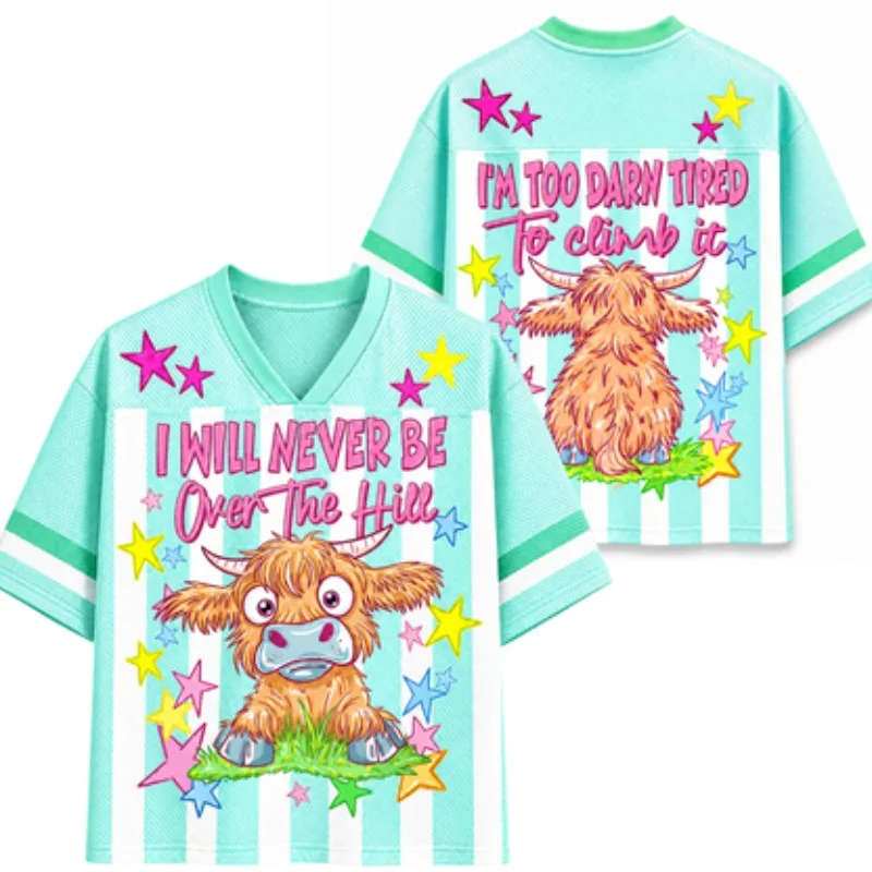 Children,male,female Parent-child Couple Dopamine Funny Highland Cow Ball Jacket T-shirt3D Printing Loose and Fun Artistic Style