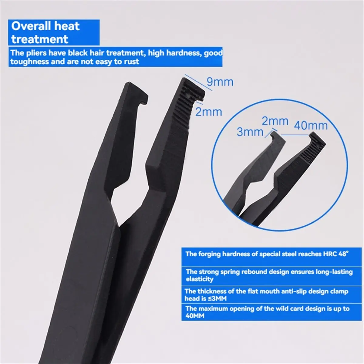 Snap Ring Pliers 40mm Opening 2mm Thickness High Carbon Steel Retaining Ring Pliers Circlip Ring Opening Tool for Repair
