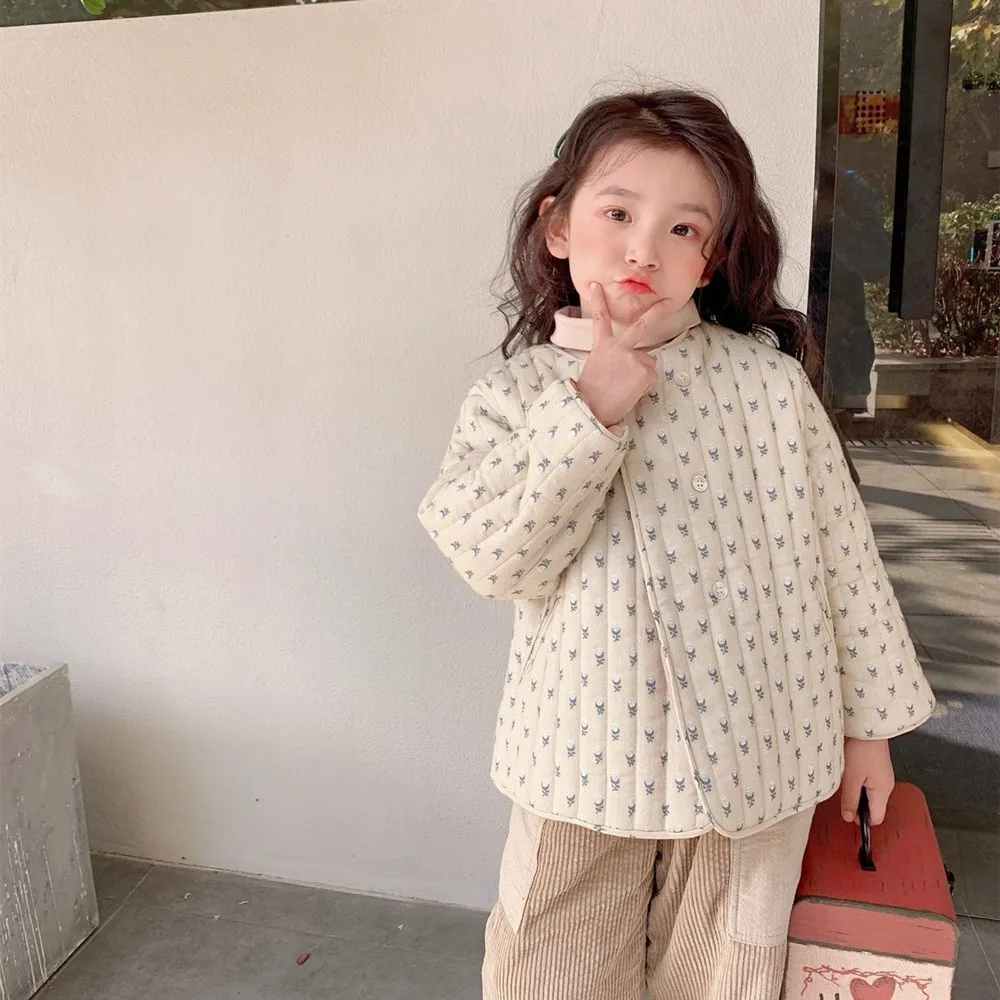 

От 1 до 2 лет, осенне-зимняя одежда для маленьких девочек, детское пальто, хлопковая верхняя одежда с милым принтом, пальто