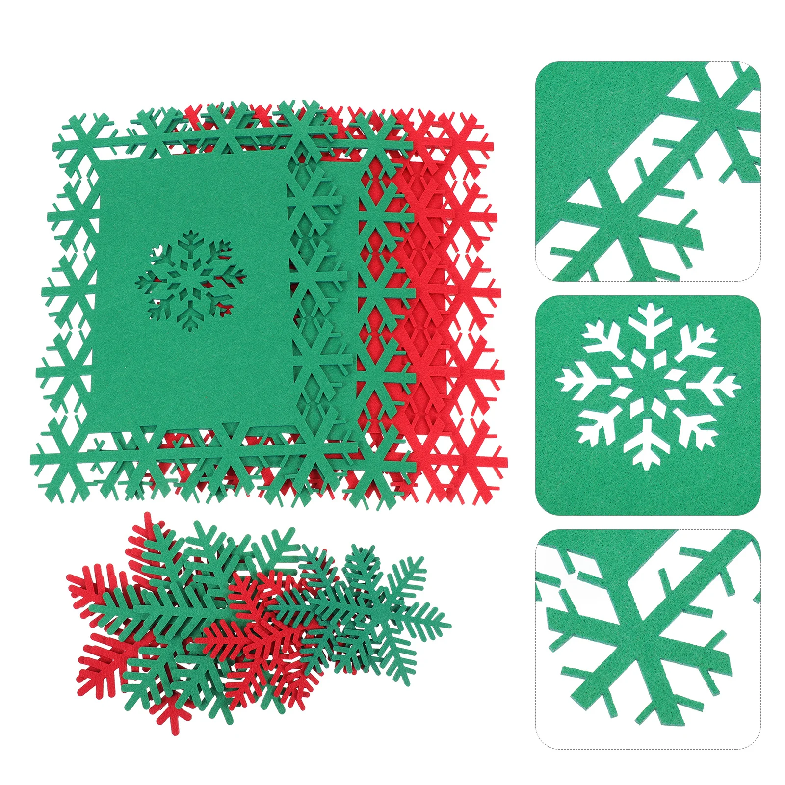 

12Pcs Christmas Place Mats Set Decorative Table Pads for Hot Plates Cups Heat Insulation Mats Holiday Party Home Decorative