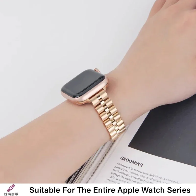 14mm metal strap for apple watch band 44mm 40mm 45mm 41mm 42mm 38mm iwatch series 6/7/SE/5/4/3/2 bracelet replacement wristband