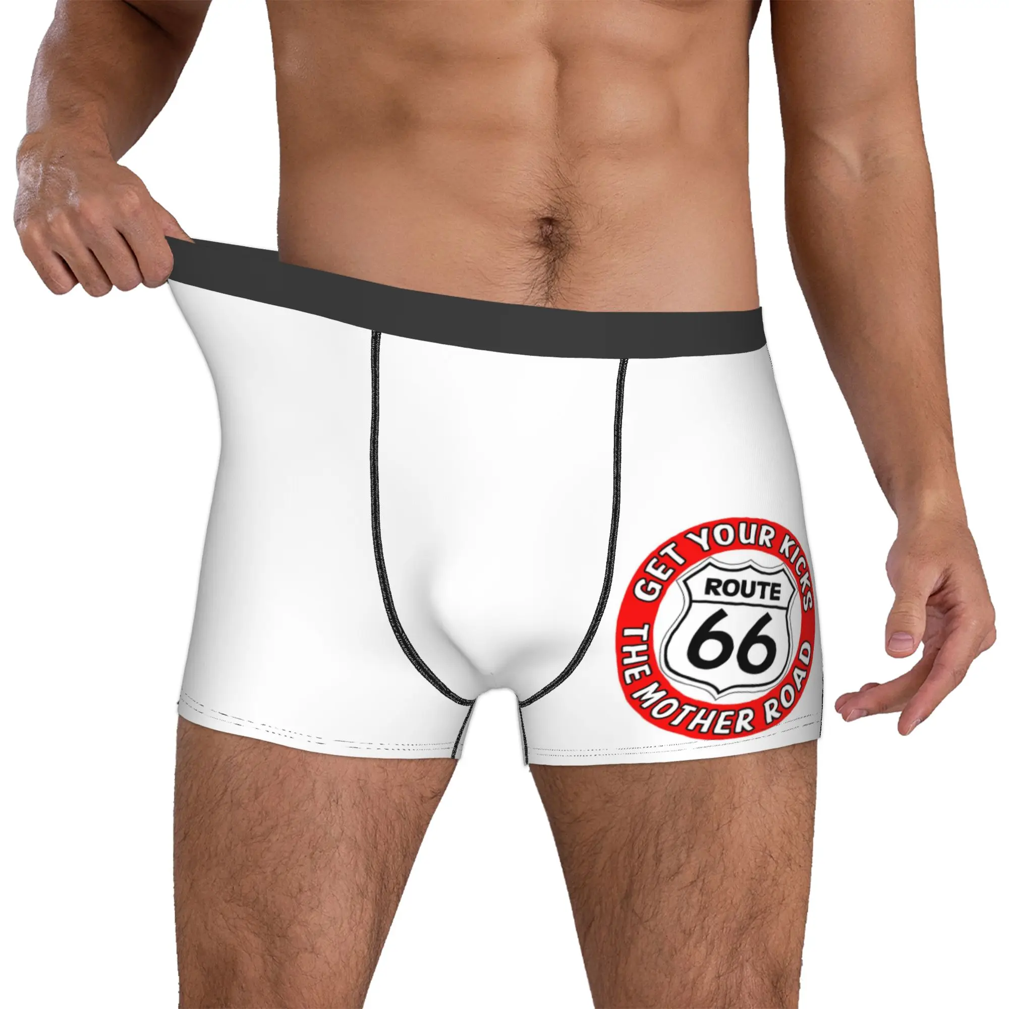 Custom Get Your Kicks On Route 66 Underwear Men Breathable USA Highway The Mother Road Boxer Briefs Shorts Soft For Homme