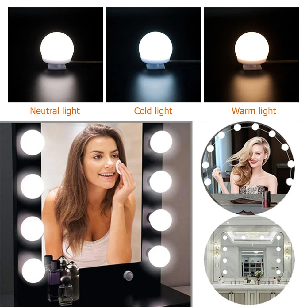 USB LED 12V Makeup Lamp Wall Light Beauty 6/10 Bulbs Kit For Dressing Table Dimmable Vanity Mirror Front Light Home Decoration