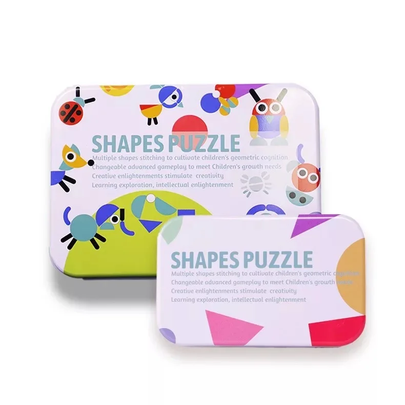 Geometric Shape Puzzle Board Children\'s Intelligence Exercise Fun Shape Animal Cognition Montessori Puzzle Wooden Toys