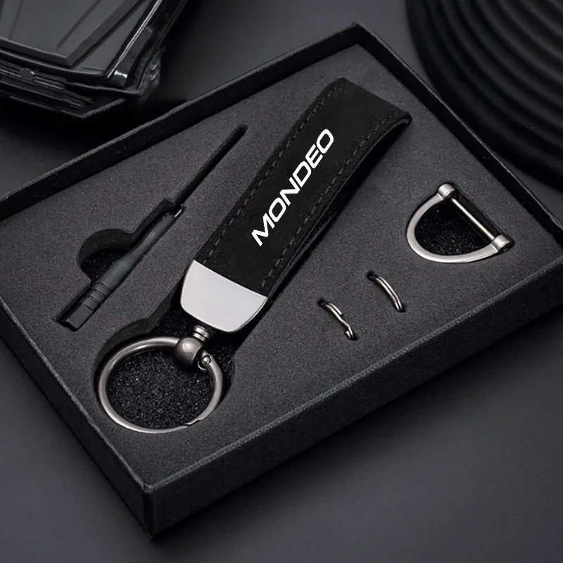 Car Key Chain Rings Metal Leather Keychain Exquisite Anti-lost Universal Keyring for Ford Mondeo mk3 mk4 mk5 Accessories