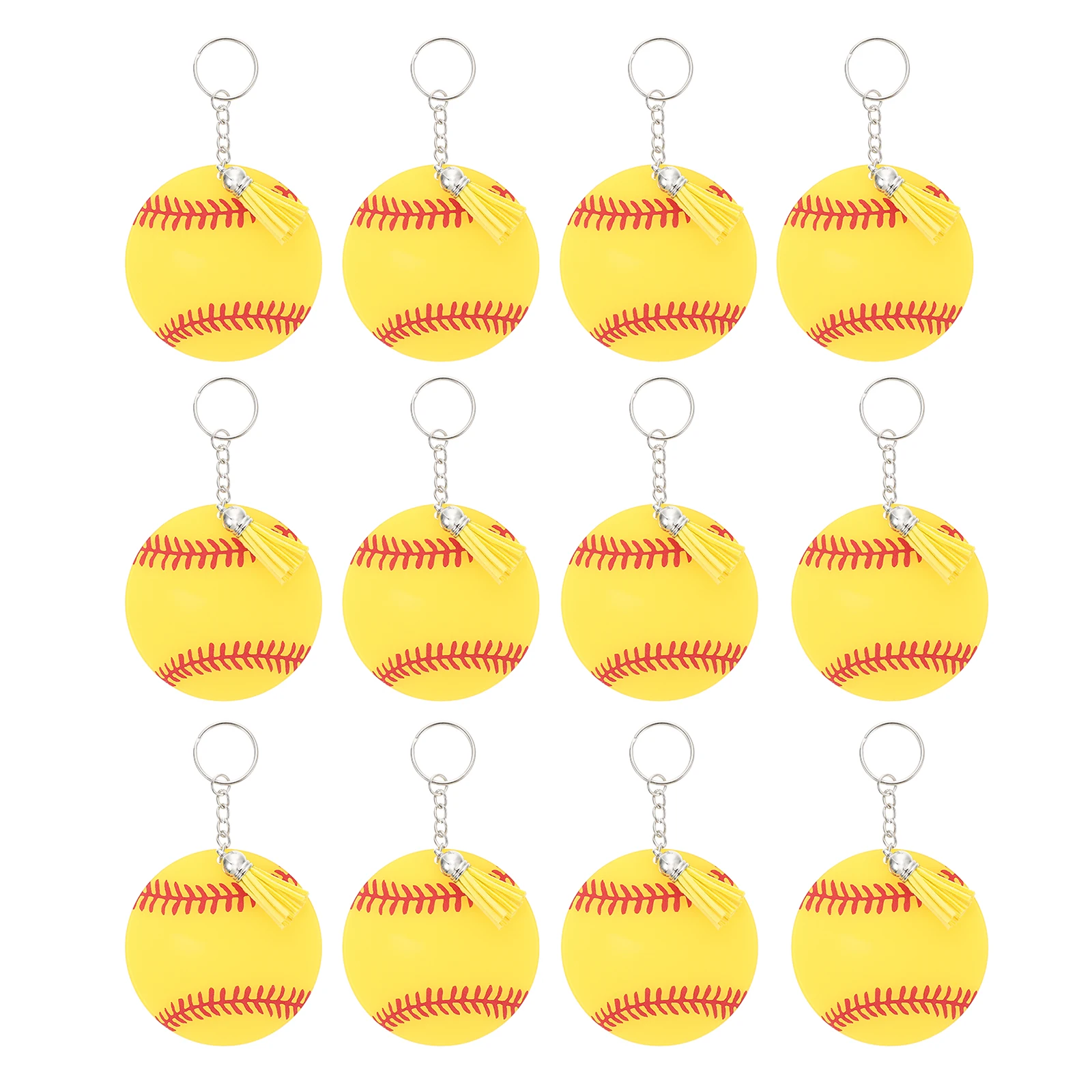 12 set Baseball Key Chains For Boys Men Women Keychain Gift Party Favors Bag Pendant Key Ring Decor Sports Ball Keychain