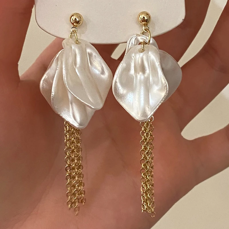 PONYKISS 925 فضة 14K الذهب حبة زهرة شرابة وأقراط للنساء لطيف غرامة مجوهرات مبالغ فيها اكسسوارات