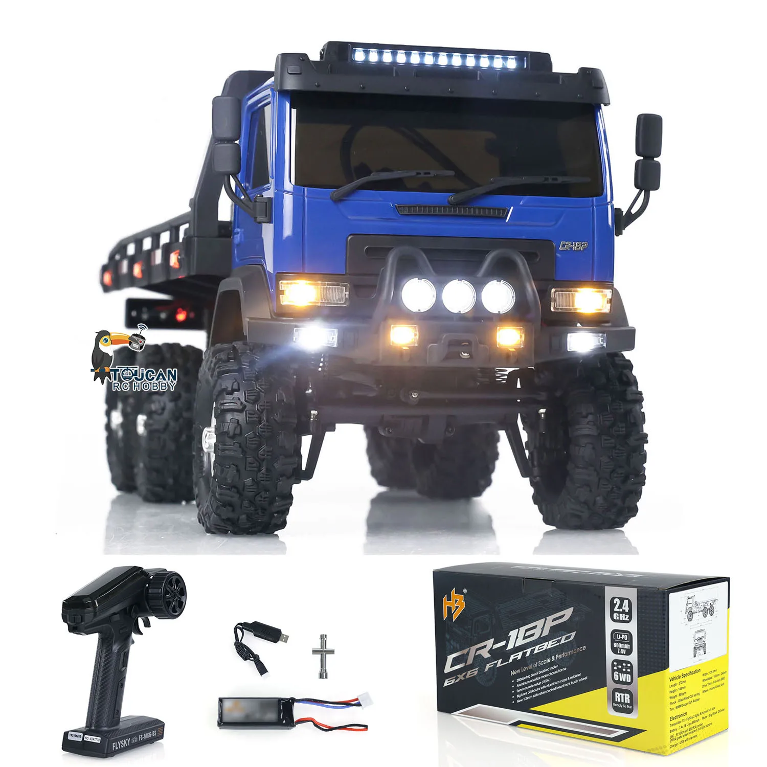 HB RTR 6x6 Flatbed Trailer 6WD RC Crawler 1/18 Off-Road Car Truck 2-Speed Lights CR18P Assembled Painted Mini RC Toys Model