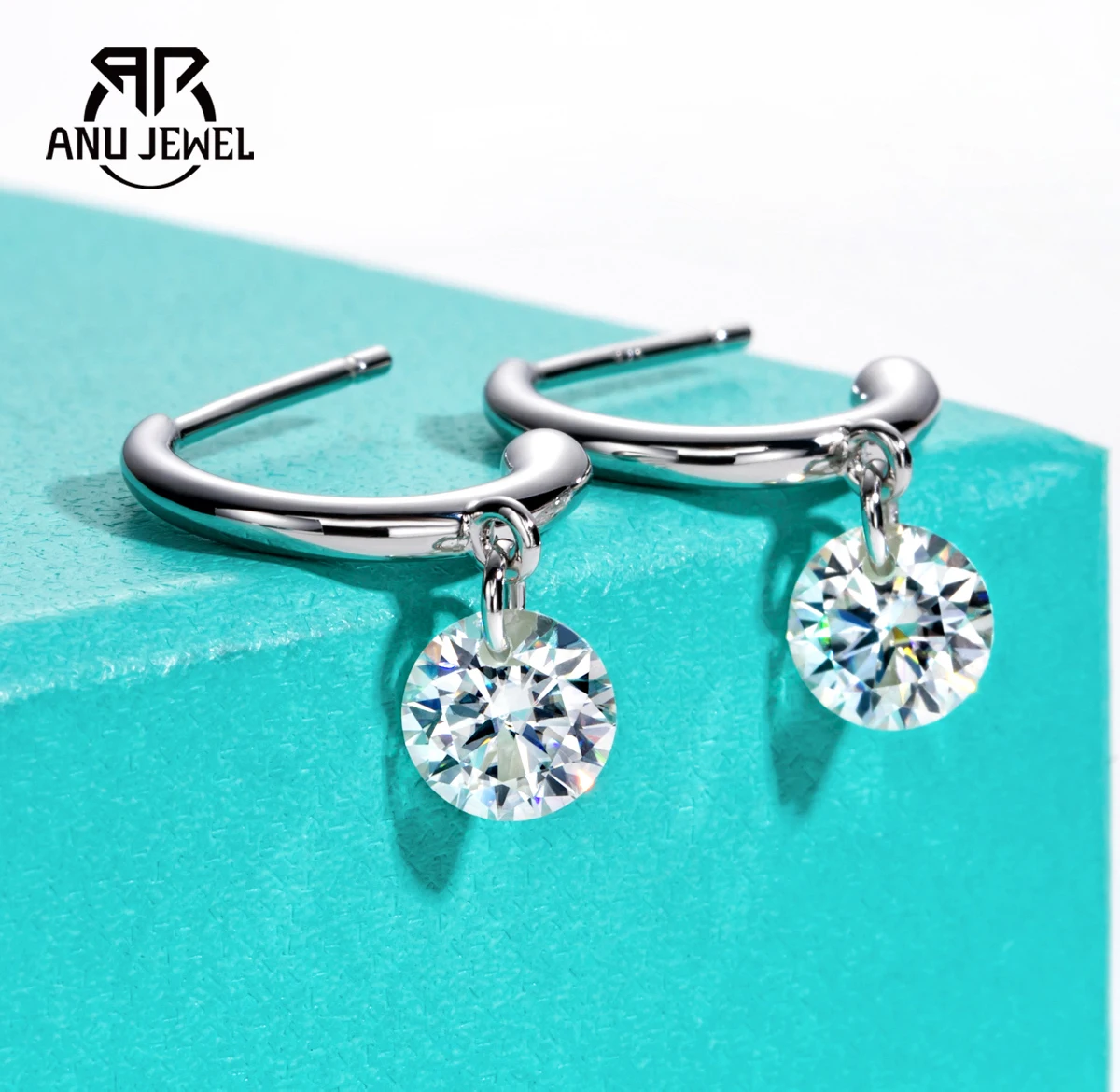 

AnuJewel 2cttw D Color Moissanite Drop Earrings 18K Gold Plated 925 Sterling Silver Classic Stud Earring Women Gifts Wholesale