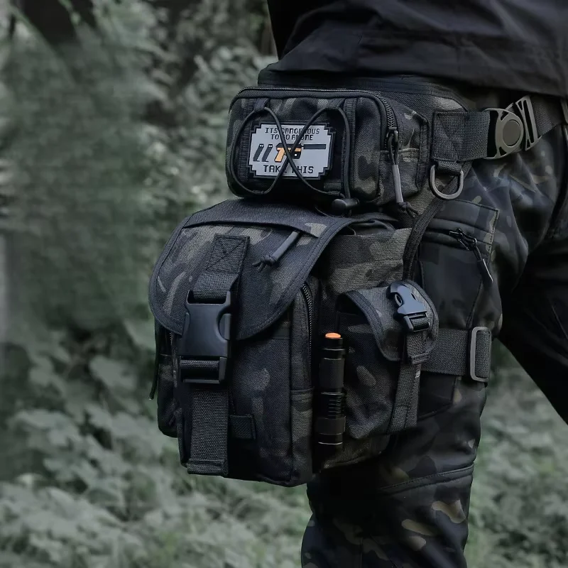 Men Multifunctional Tactical Waist Leg Bag Waterproof for Motorcycle Riding Fishing Hiking Phone Camera