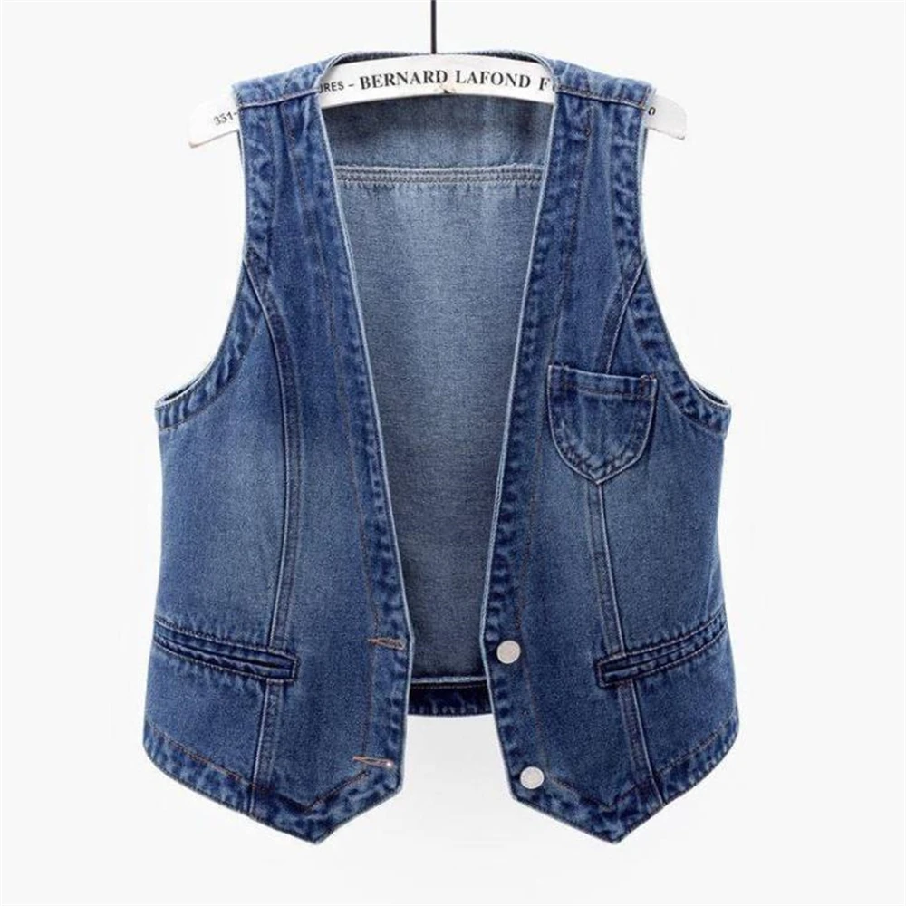 Women Loose Matching Denim Vest Fashion Korean Style Gilet Summer Sleeveless Short Bomber Coats Jeans Waistcoat Matching Outwear