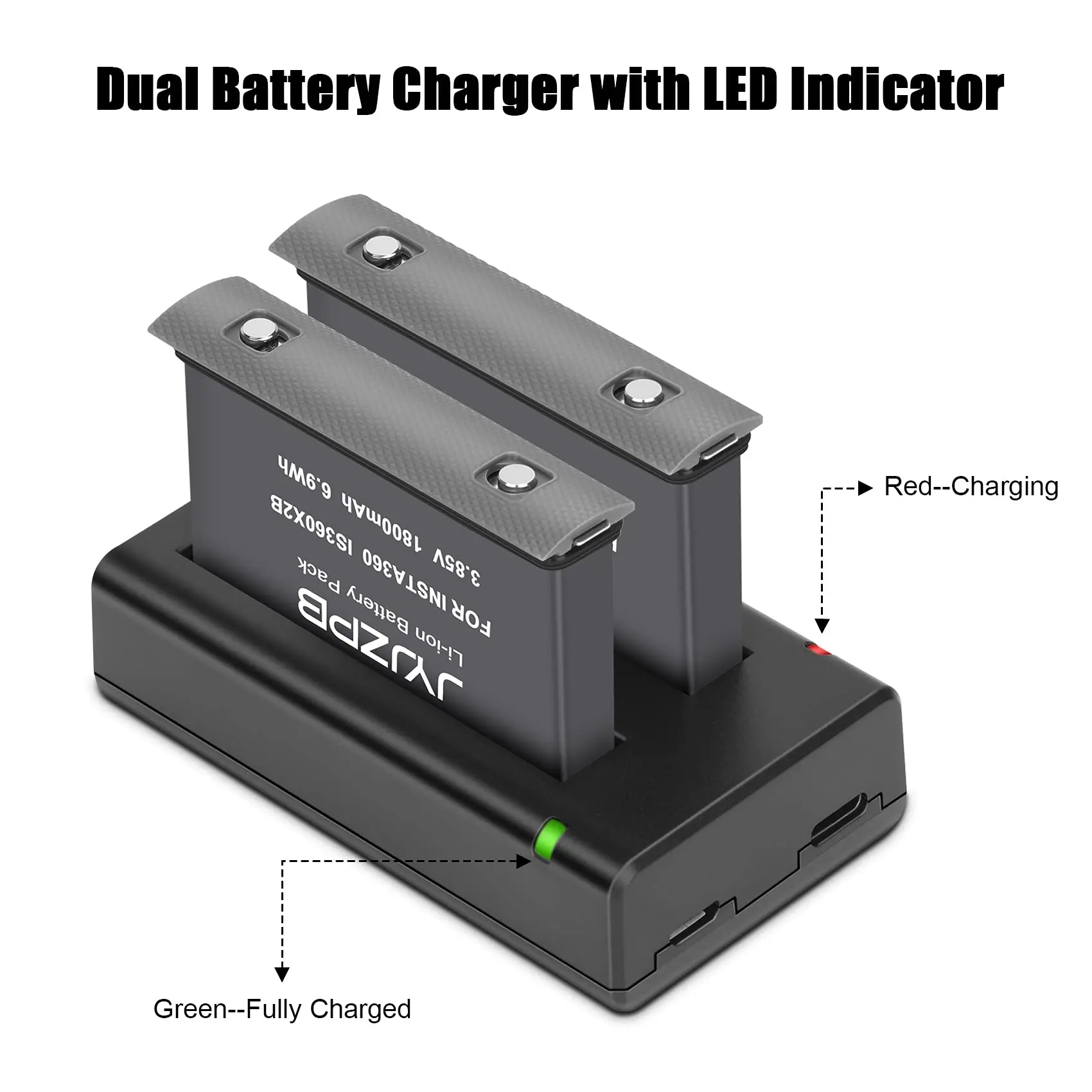 For Insta360 ONE X2 Battery 1800mAh Replacement for Original Battery Dual USB Charger for Insta360 Accessory 2 Pack  Battery image 3