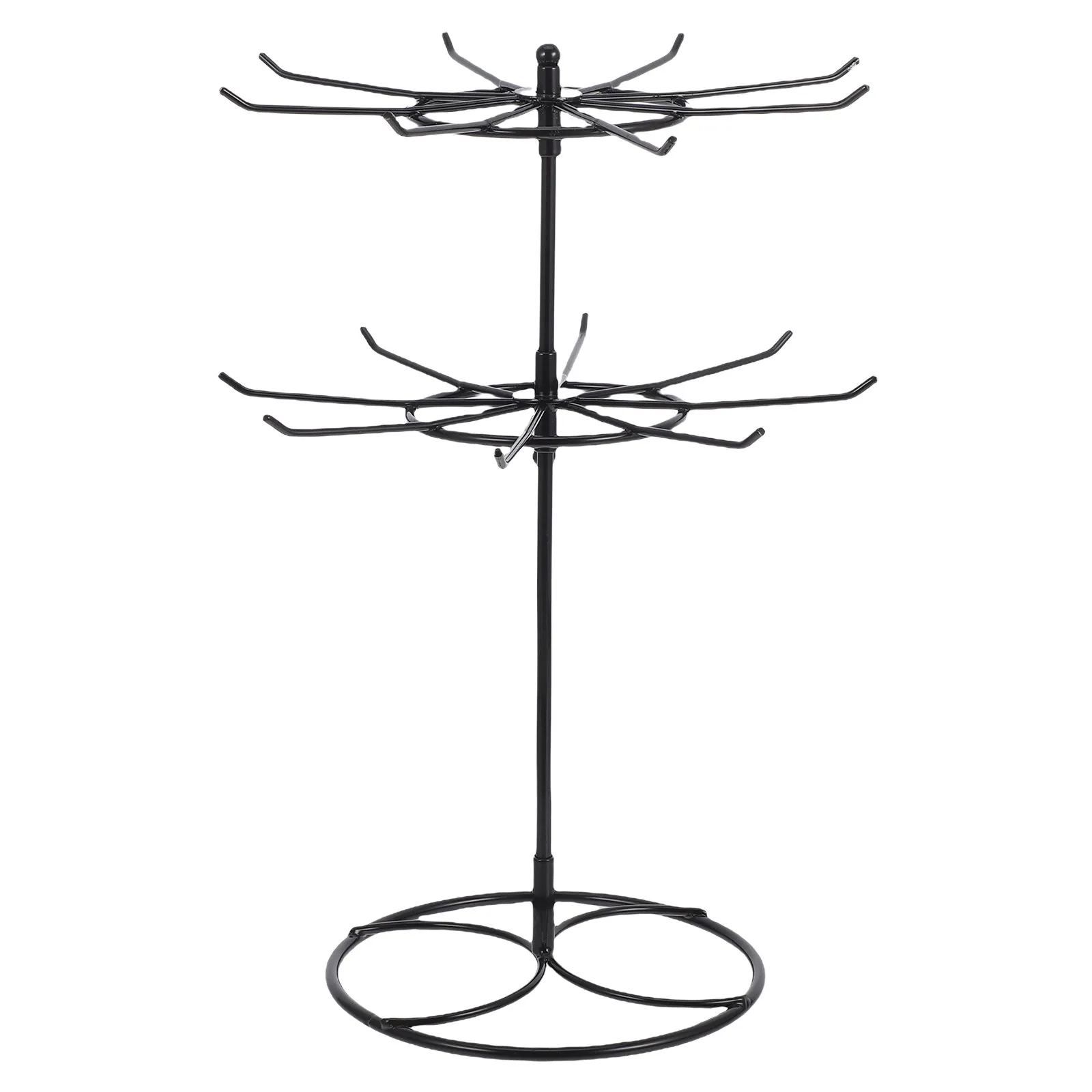 

Metal 2-Tier Rotating Jewelry Display Stand Multi-Function Organizer for Necklaces Bracelets Earrings Hair Ties Glasses Small