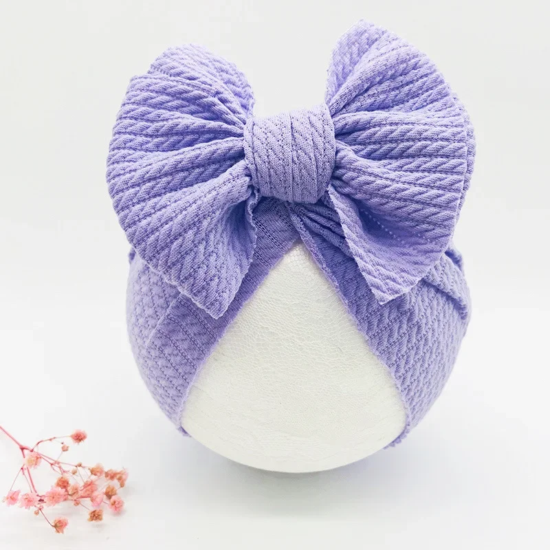 Solid Color Knotted Beanie for Baby Girls Large Bow Turban Infant Beanies kids Thick Warm Outdoor Bonnet Caps  Boys Winter Hat