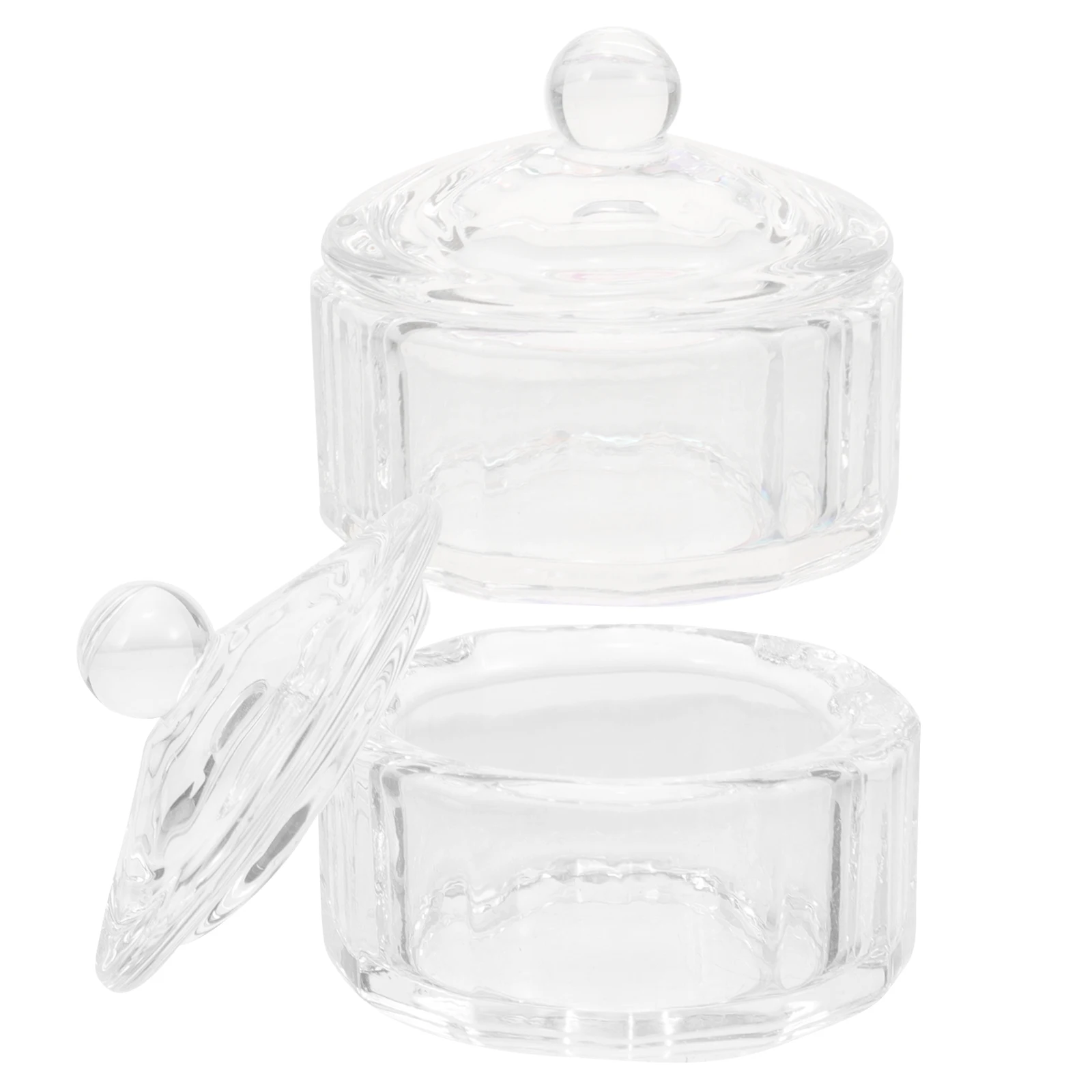 2 bicchieri per unghie in vetro cristallo, ampia applicazione, piatto Dappen per strumento per manicure in polvere liquida acrilica con coperchio, forniture per unghie acriliche